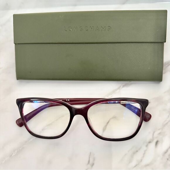 Longchamp Women’s Roseau Bamboo Purple Eyeglasses - Picture 5 of 5